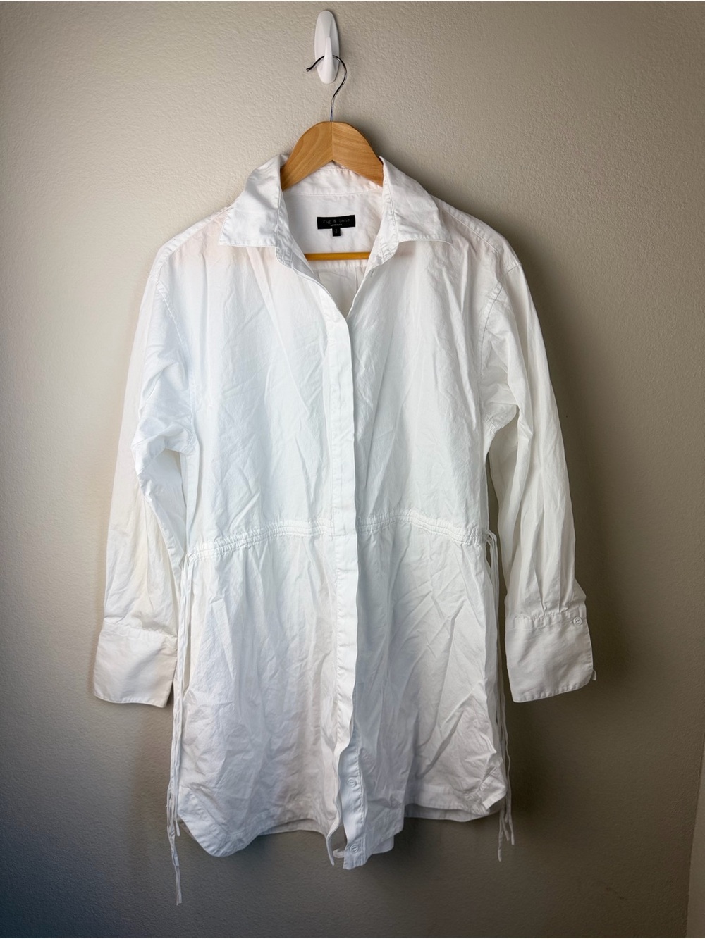 Rag & bone White Women's Long Button up shirt dress